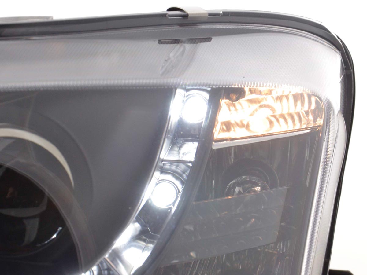 Scheinwerfer Set Daylight LED Tagfahrlicht Fiat Stilo 01-06 schwarz Scheinwerfer Set Daylight LED Tagfahrlicht Fiat Stilo 01-06 schwarz